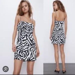 Zara Animal Print Strappy Mini Dress S